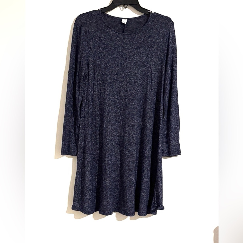 Old Navy Size L Navy Heather Knit Long Sleeve Swing Dress